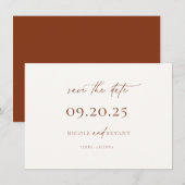 WoestijnSienna Minimalist Wedding Save the Date (Voorkant / Achterkant)