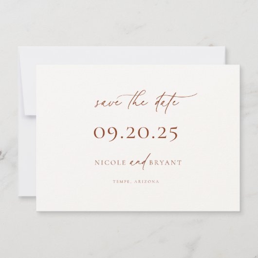 WoestijnSienna Minimalist Wedding Save the Date (Voorkant)