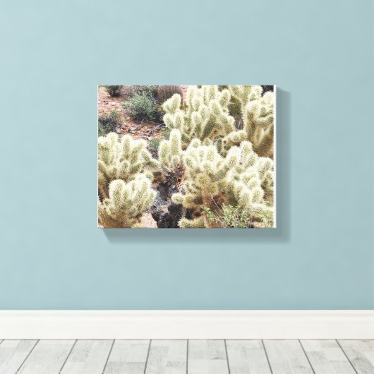 Woestijnstraling Cholla Cactus Foto Canvas Afdruk (Insitu (Houten vloer))