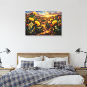 Woestijnstraling: De Levendige Cactusvijg Canvas Afdruk (Insitu (Slaapkamer))