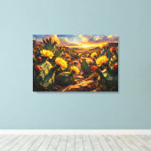 Woestijnstraling: De Levendige Cactusvijg Canvas Afdruk (Insitu (Houten vloer))