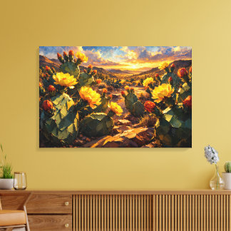 Woestijnstraling: De Levendige Cactusvijg Canvas Afdruk