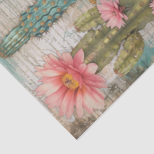 Woestijnsucculenten bloeiende cactussen decoupage tissuepapier (Detail)