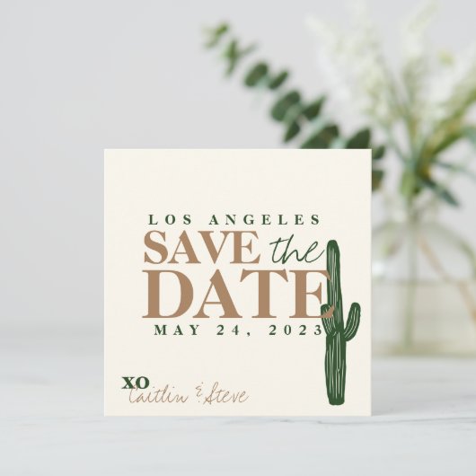 Woestijnthema voor een bruiloft save the date (Staand voorkant)