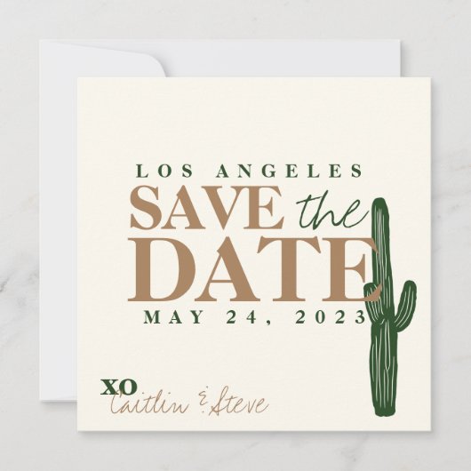 Woestijnthema voor een bruiloft save the date (Voorkant)