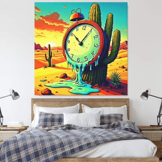 Woestijntijd smelt klok weg canvas afdruk (Insitu (Slaapkamer))