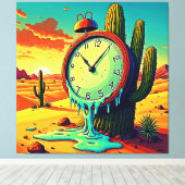 Woestijntijd smelt klok weg canvas afdruk (Insitu (Houten vloer))