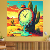 Woestijntijd smelt klok weg canvas afdruk (Insitu (Woonkamer))