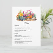 Woestijntinten Bloemengebruiloft Menu (Staand voorkant)