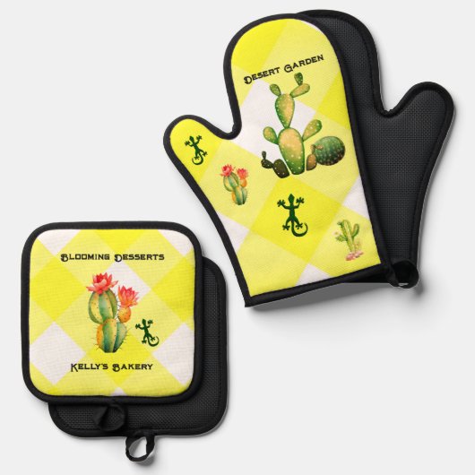 woestijntuin ovenwant & pannenlap set (Voorkant / Achterkant)