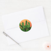 Woestijnvedst Prickly Pear Cactus Sunset Ronde Sticker (Envelop)