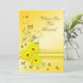 Woestijnvernieuwing Uitnodiging met gele bloem (Staand voorkant)