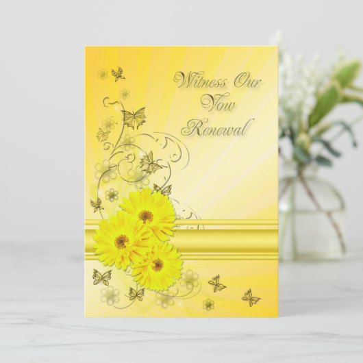 Woestijnvernieuwing Uitnodiging met gele bloem (Staand voorkant)