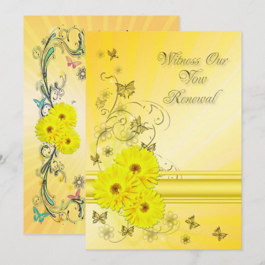 Woestijnvernieuwing Uitnodiging met gele bloem (Voorkant / Achterkant)