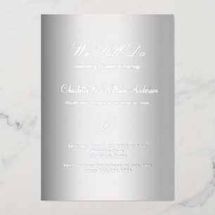 Woestijnvernieuwing witte zilver 25e trouwdag folie uitnodiging