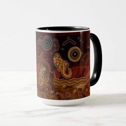 "Woestijnverwarming" Australische Aboriginal Style Mok (Voorkant rechts)