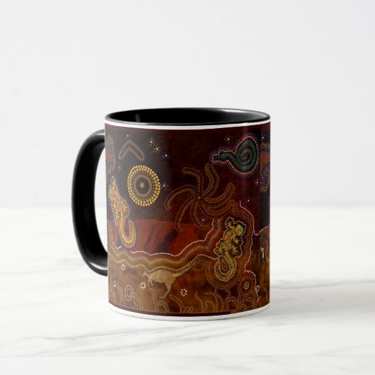 "Woestijnverwarming" Australische Aboriginal Style Mok (Voorkant links)