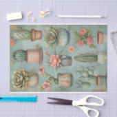 Woestijnvetplanten bloeiende cactuspotten Decoupag Tissuepapier (Craft)