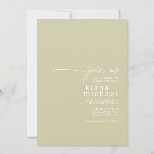 Woestijnvibes Bruiloft Eet Drink Boogie Sage ID101 Kaart (Voorkant)