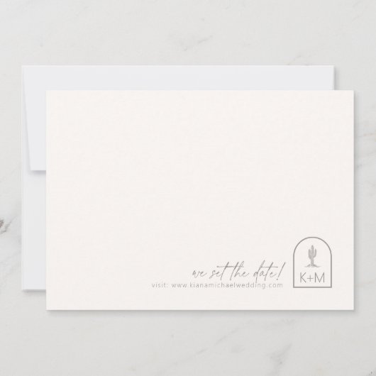 Woestijnvibes Bruiloft Horizontaal Ivoor H ID1019 Save The Date (Achterkant)