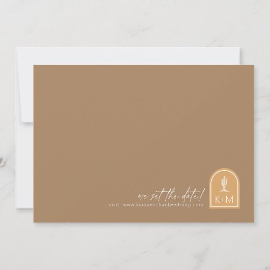 Woestijnvibes Bruiloft Horizontale ID1019 Save The Date (Achterkant)