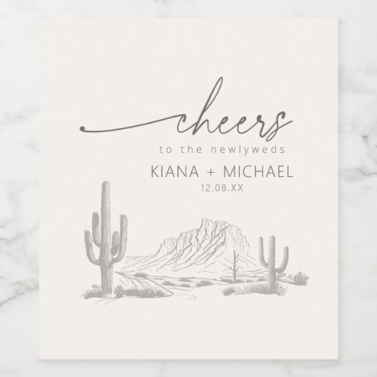 Woestijnvibes Trouwlandschap Ivoor ID1019 Wijn Etiket (Enkel label)