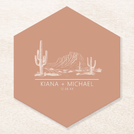Woestijnvibes Trouwlandschap Terra Cotta ID1019 Kartonnen Onderzetters (Voorkant)