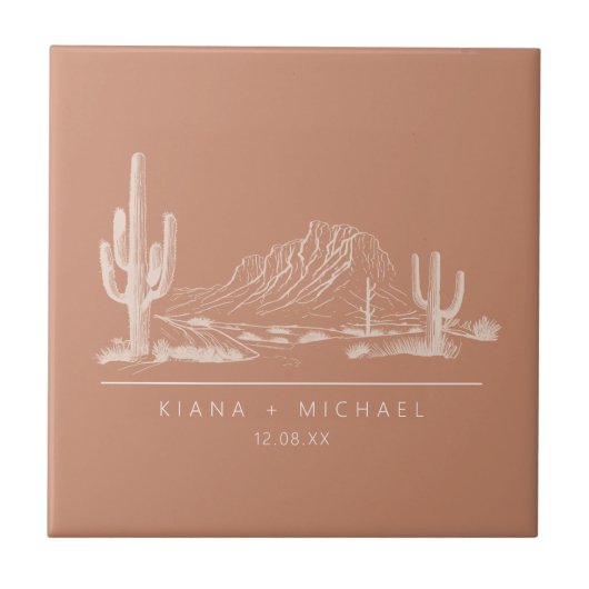 Woestijnvibes Trouwlandschap Terra Cotta ID1019 Tegeltje (Voorkant)