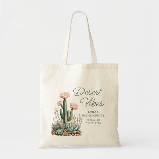 Woestijnvibes vrijgezellenfeest bloeiende cactus tote bag (Voorkant)