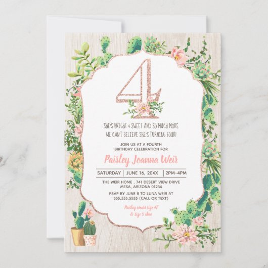 Woestijnvlucht Glitter 4 Vierde uitnodiging op zat (Voorkant)