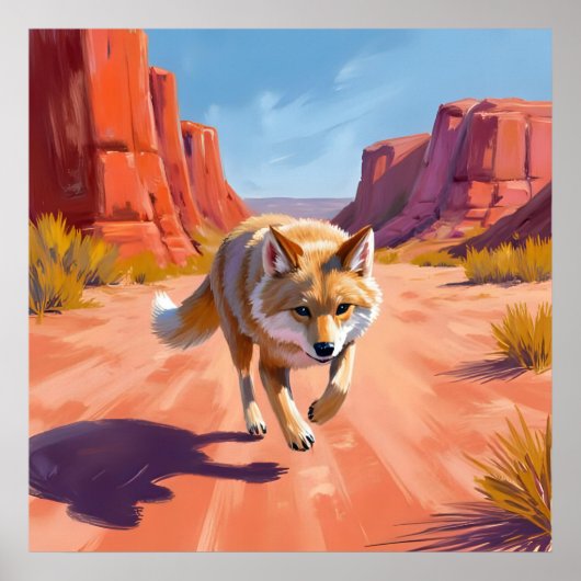Woestijnvos met levendig canyonlandschap poster (Voorkant)