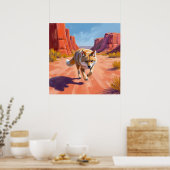 Woestijnvos met levendig canyonlandschap poster (Keuken)