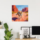 Woestijnvos met levendig canyonlandschap poster (Thuiskantoor)