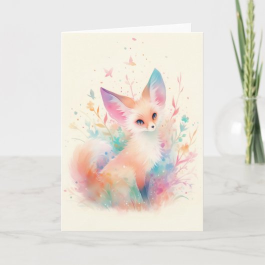Woestijnvos onder Pastelkleuren Bloesems Kaart (Voorkant)