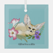 Woestijnvos Paarse Roze Bloemen Mooie Blauwe Botan Glas Ornament (Voorkant)