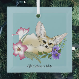 Woestijnvos Paarse Roze Bloemen Mooie Blauwe Botan Glas Ornament