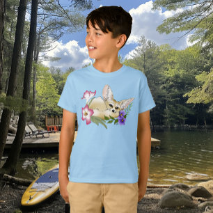 Woestijnvos Paarse Roze Bloemen Mooie Blauwe Botan T-shirt