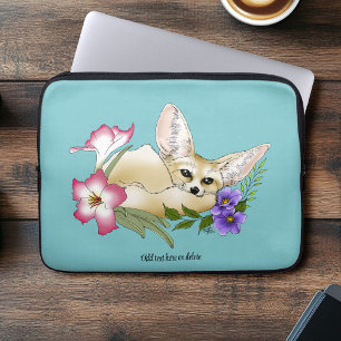 Woestijnvos Pink Paarse Bloemen Mooie Blauwe Botan Laptop Sleeve