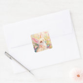 Woestijnvos rustend in een bloeiende weide vierkante sticker (Envelop)