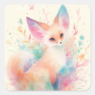 Woestijnvos tussen Pastel Kleurige Bloesems Vierkante Sticker