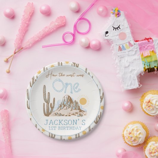  woestijnwild west Western 1e verjaardag Papieren Bordje (Feest)