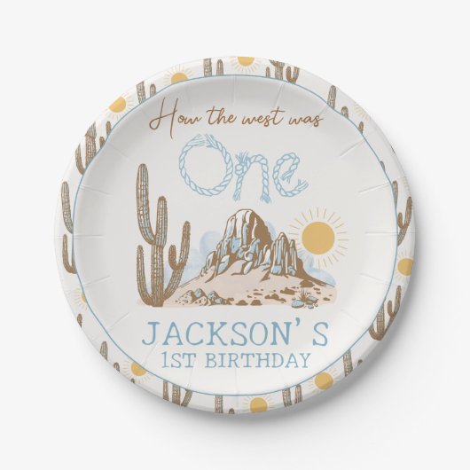  woestijnwild west Western 1e verjaardag Papieren Bordje (Voorkant)