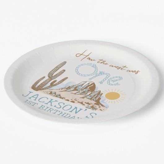 woestijnwild west Western 1e verjaardag Papieren Bordje (Gekanteld)