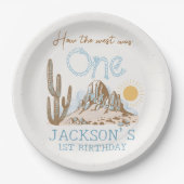 woestijnwild west Western 1e verjaardag Papieren Bordje (Voorkant)
