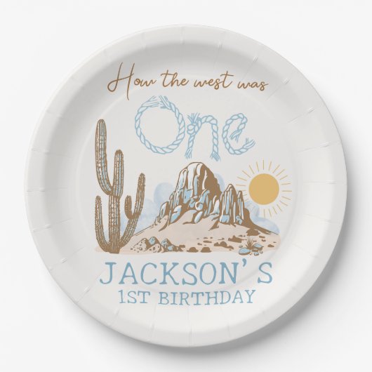  woestijnwild west Western 1e verjaardag Papieren Bordje (Voorkant)