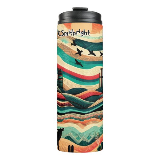 Woestijnwolven in een tribaal landschap thermosbeker (Voorkant)