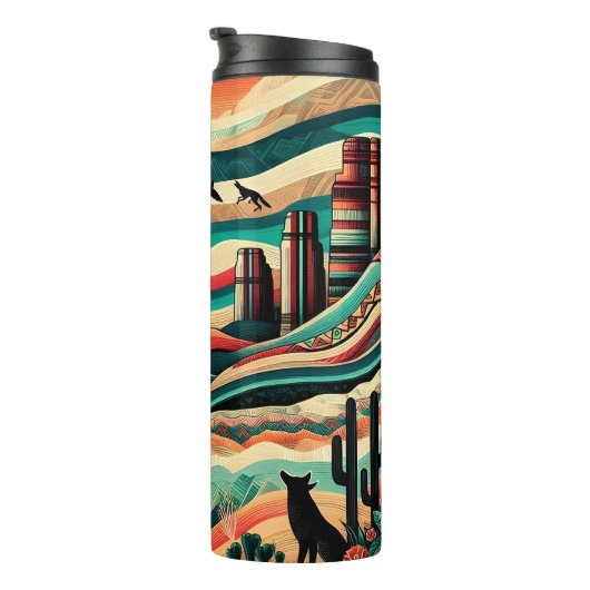 Woestijnwolven in een tribaal landschap thermosbeker (Geroteerd rechts)