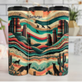 Woestijnwolven in een tribaal landschap thermosbeker