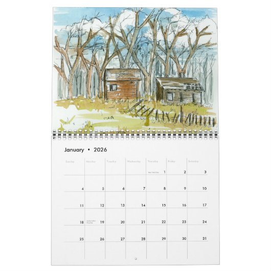 Woestijnzakjes Reis verkennen Nevada Waterverf Kalender (Jan 2026)