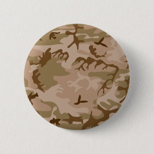 Woestijnzand camouflage knop ronde button 5,7 cm